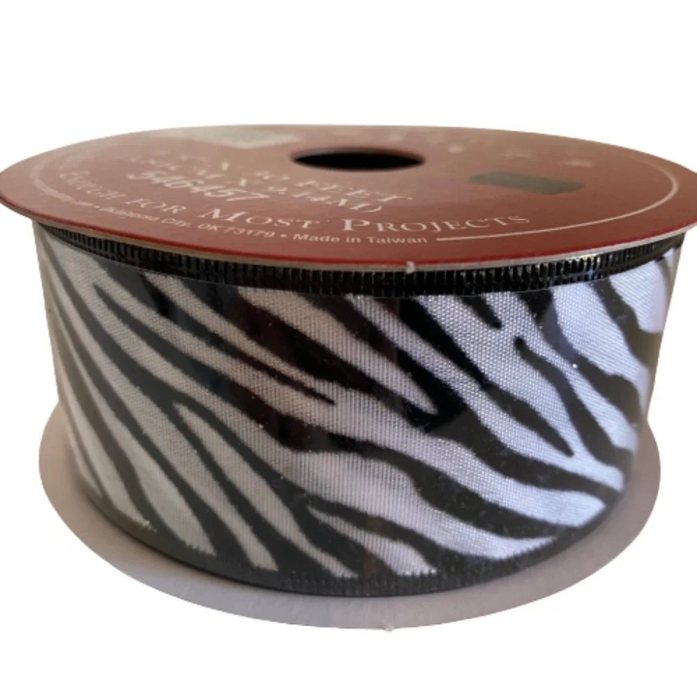 HOBBY LOBBY Zebra Animal print Wire Edged Ribbons Gifts Black & White NWT